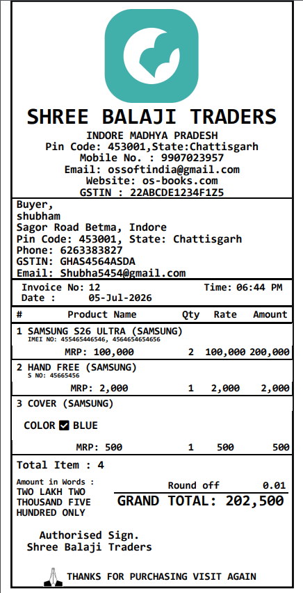OS-BOOKS thermal receipt format 1