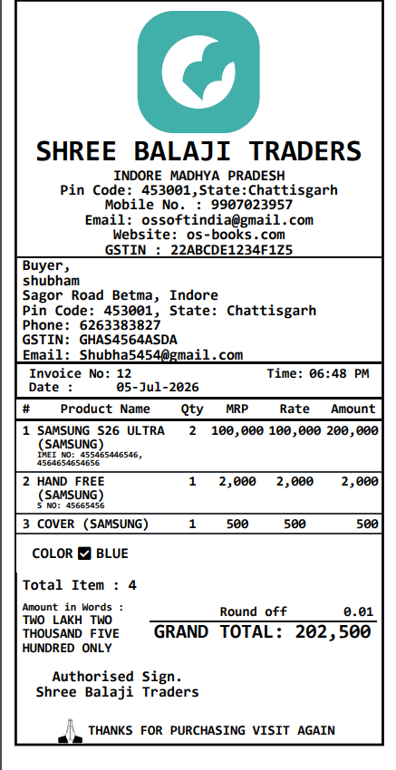 OS-BOOKS thermal receipt format 2